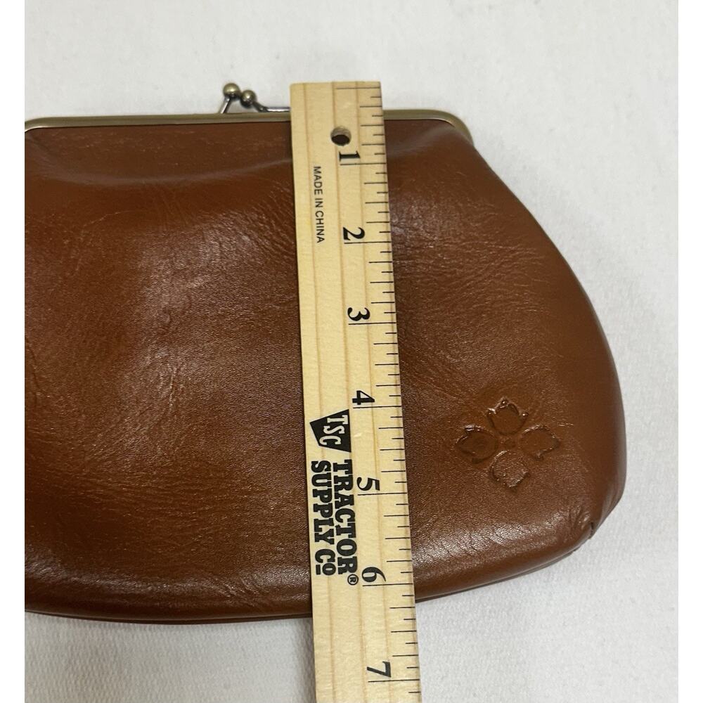 PATRICIA NASH Savena HandCrafted Brown Leather Kisslock Wristlet, Clutch Handbag - Picture 8 of 9